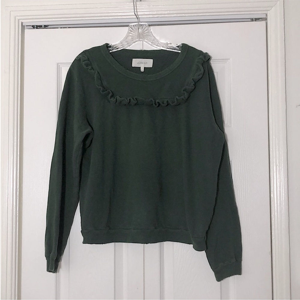 The Great. Women's Shrunken Bib Sweatshirt in Green Size 3